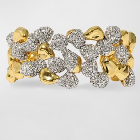 Alexis Bittar Jewelry - Alexis Bittar Gold and Crystal Pavé Linked Open Cuff Braceletz
